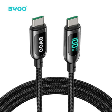 BWOO 100W Nylon Braided Zinc Alloy Type-C to Type-C Cable 1.2m