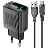 ACEFAST Fast Charge Wall Charger A90 QC18W GaN (1xUSB-A) EU with 1.2m USB-A to USB-C charging cable