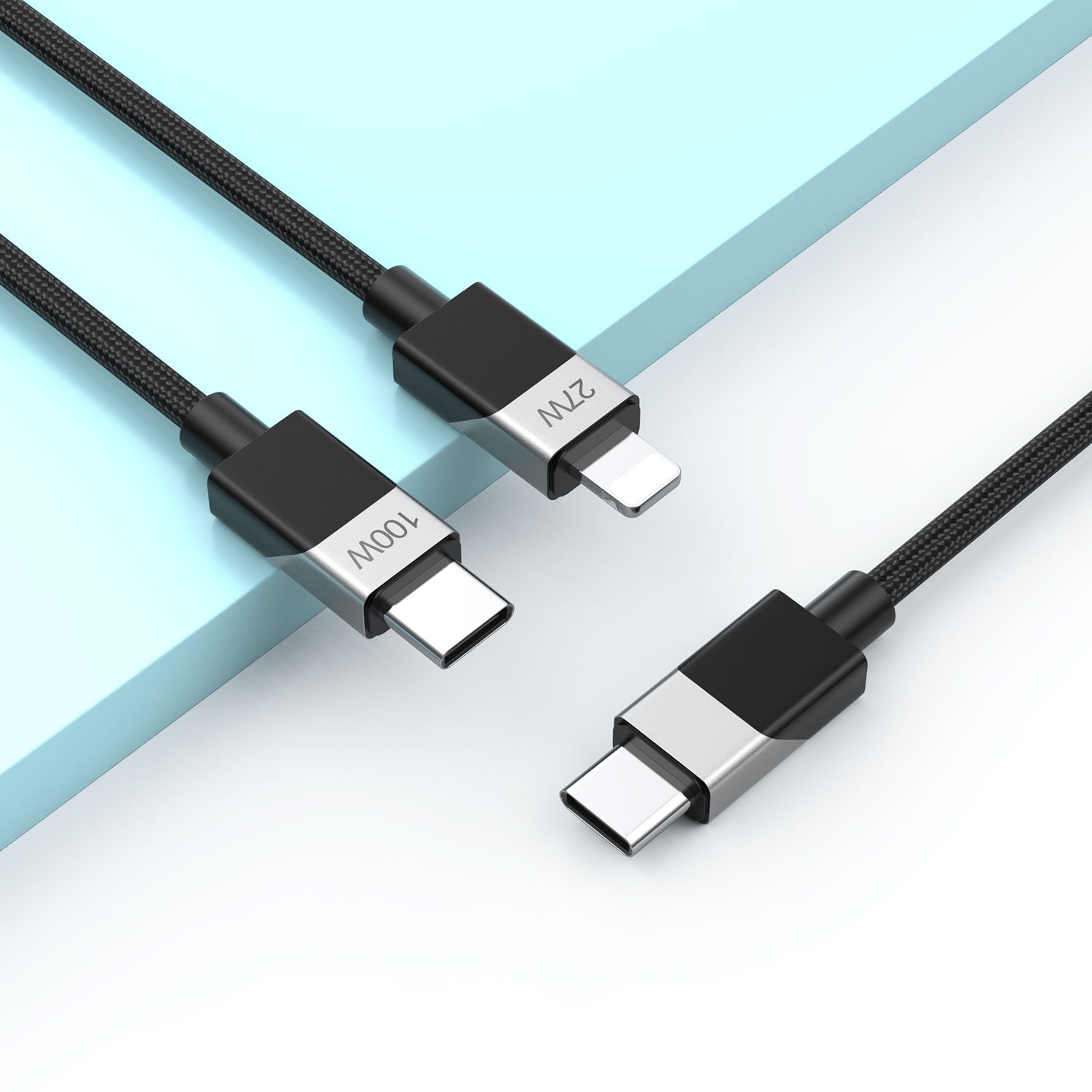 BWOO PD 100W USB-C Cable 2 in 1(USB-C + Lightning)