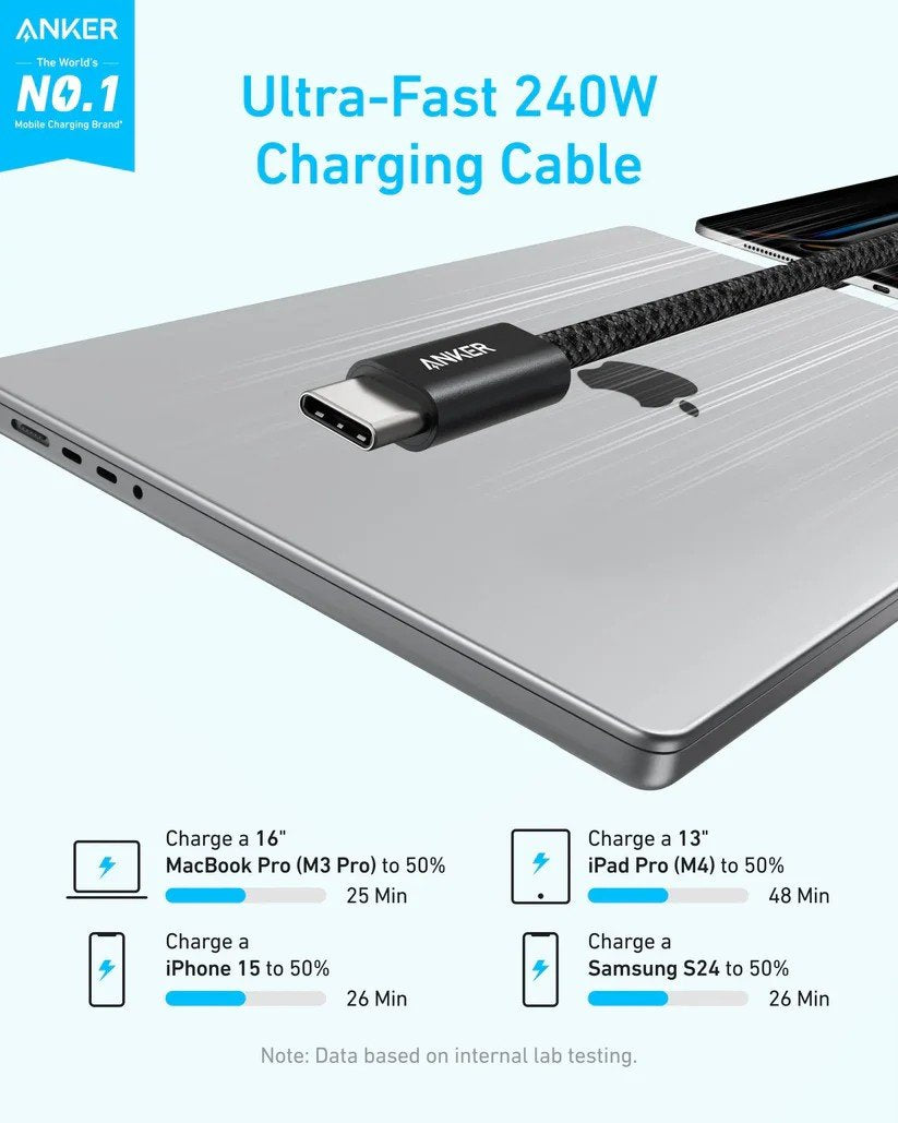 Anker Zolo USB-C to USB-C Cable 6ft 240W