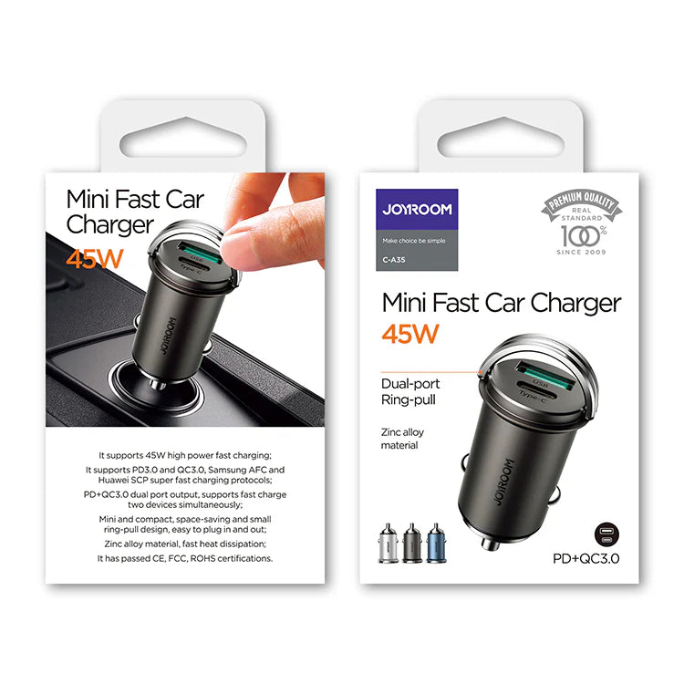 Joyroom C-A35 45W Mini Metal Pull Ring Car Charger