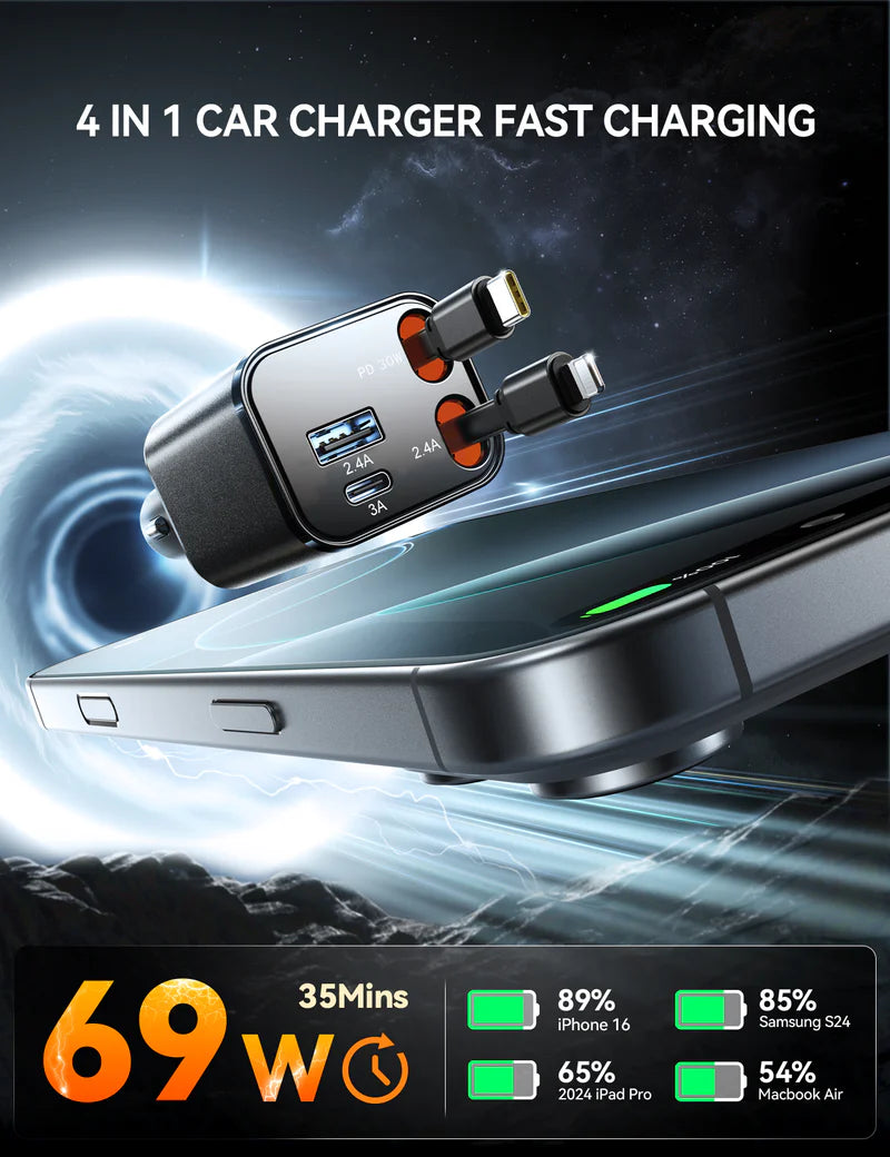 JOYROOM CCL05 Retractable Car Charger 4 in 1