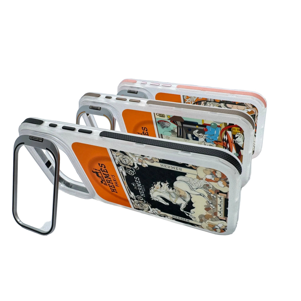 Hermès Art Edition MagSafe Compatible Case with Integrated Camera Ring Stand.