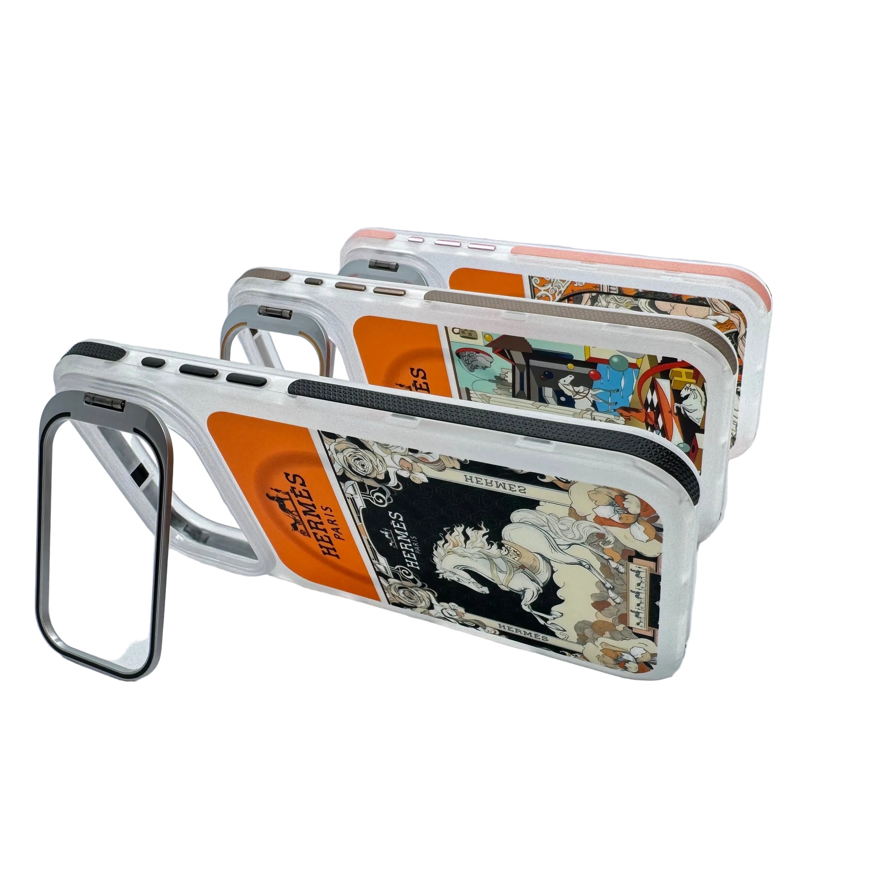 Hermès Art Edition MagSafe Compatible Case with Integrated Camera Ring Stand.