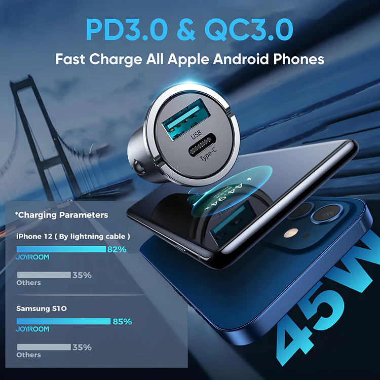Joyroom C-A35 45W Mini Metal Pull Ring Car Charger