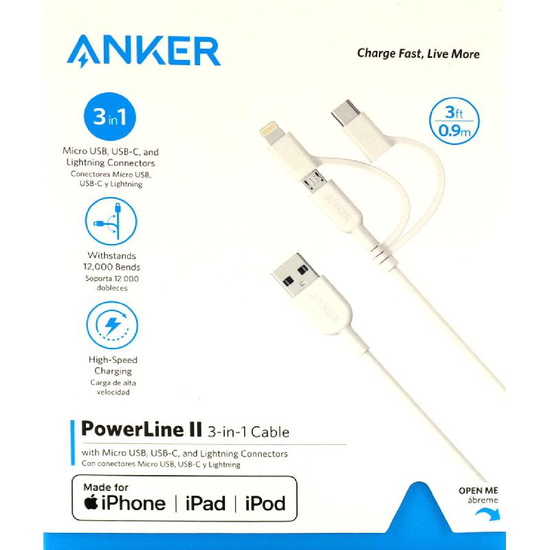 Anker PowerLine II 3-in-1 cable