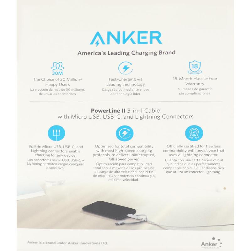 Anker PowerLine II 3-in-1 cable