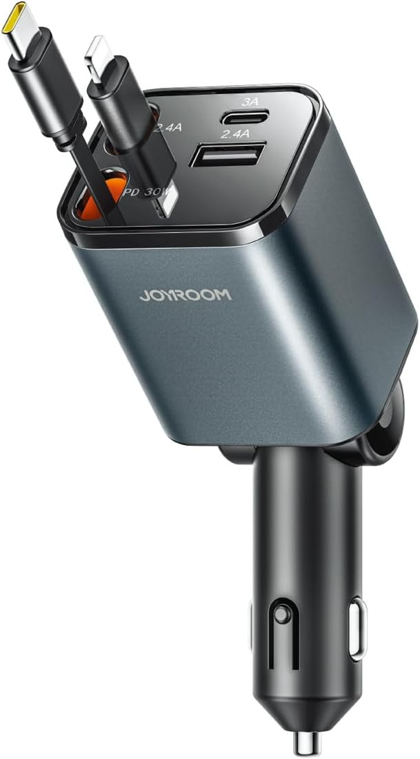 Joyroom 65W 4-in-1 Retractable Cable Car Charger JR-CCL05