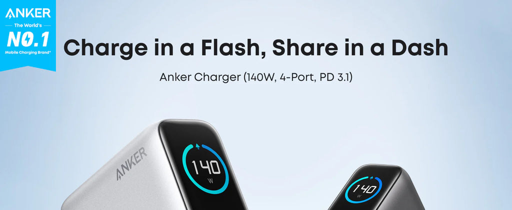 Anker Charger (100W, 3 Ports, Smart Display