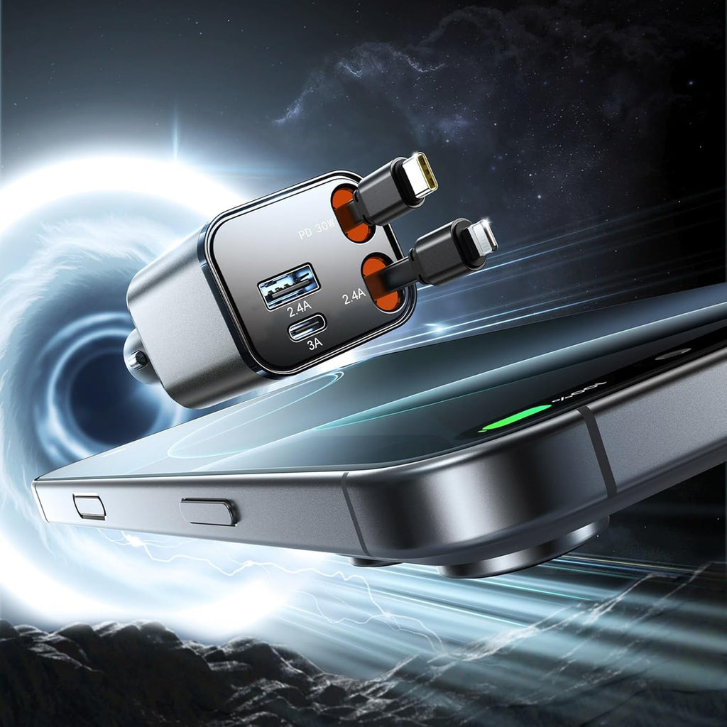 Joyroom 65W 4-in-1 Retractable Cable Car Charger JR-CCL05