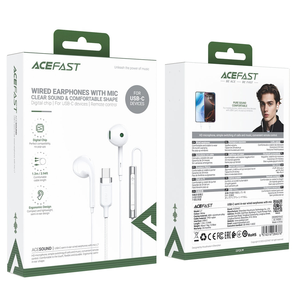 ACEFAST L7 Usb-C Semi-In-Ear Wired Earphones With Mic
