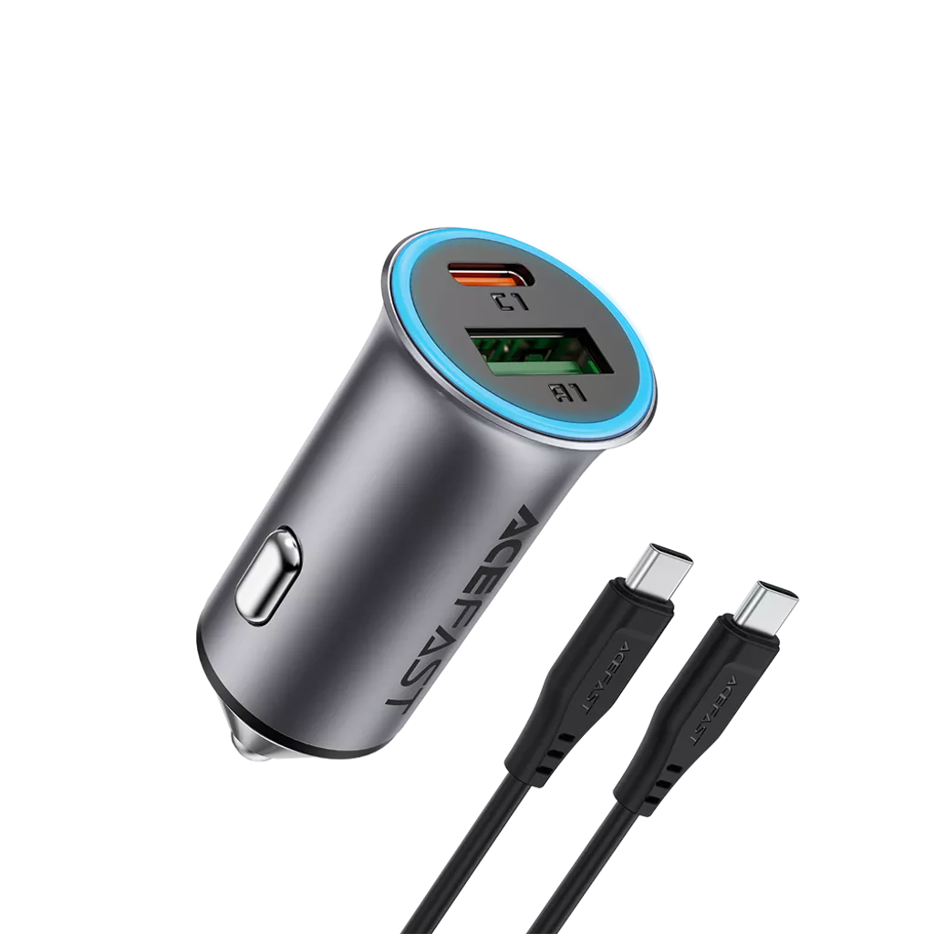 ACEFAST Fast Charge Car Charger B16 95W (1xUSB-C + 1xUSB-A) with C to C fast charging cable