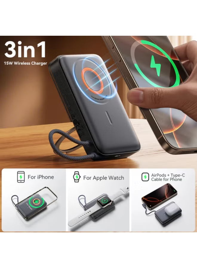 JR-PBM02 22.5W 3in1 magnetic mobile power bank 10000mAh black