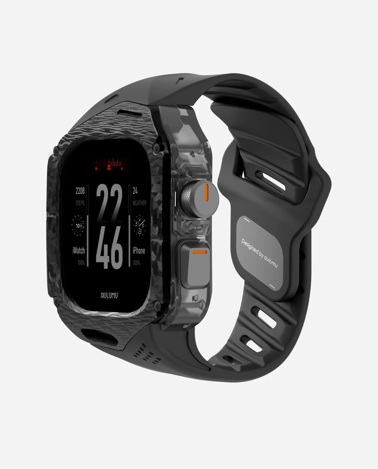 A01 Case with Band for Apple Watch Ultra 1/2/3 | Carbon Fiber Cover | FKM Band