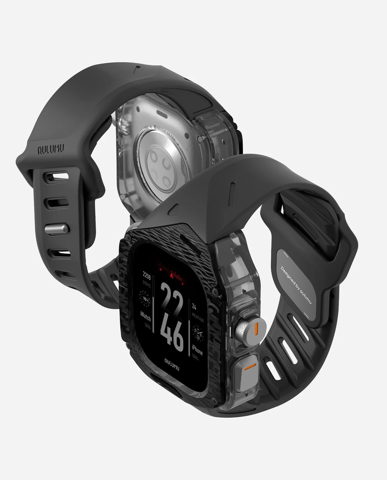 A01 Case with Band for Apple Watch Ultra 1/2/3 | Carbon Fiber Cover | FKM Band