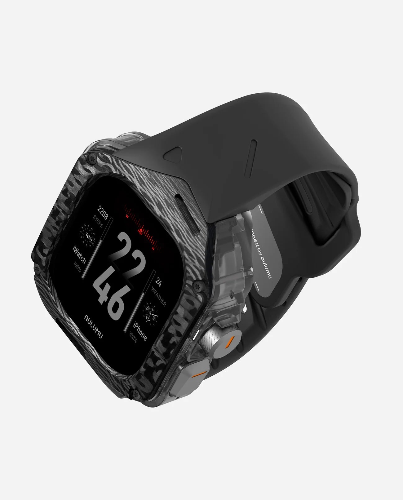A01 Case with Band for Apple Watch Ultra 1/2/3 | Carbon Fiber Cover | FKM Band