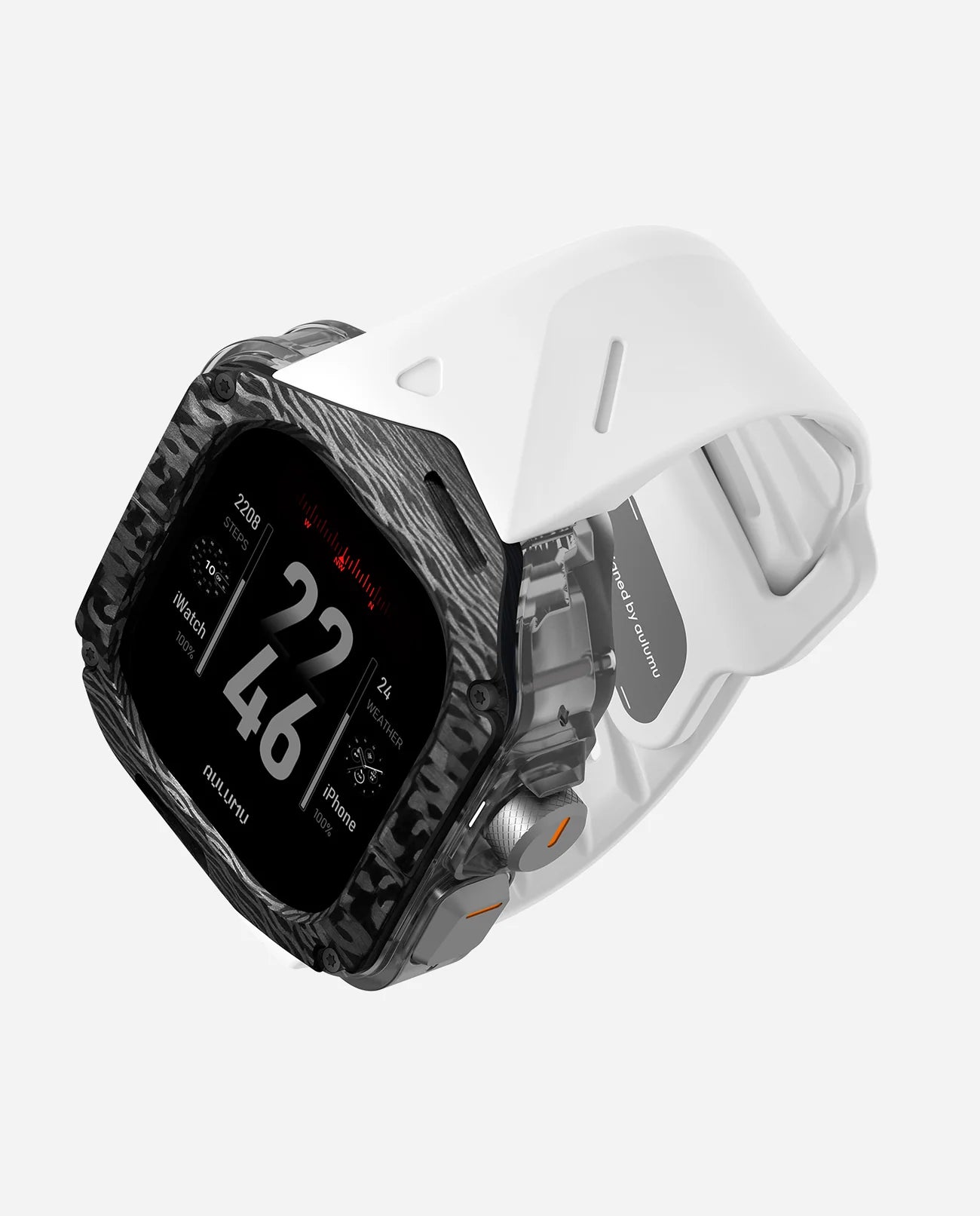 A01 Case with Band for Apple Watch Ultra 1/2/3 | Carbon Fiber Cover | FKM Band