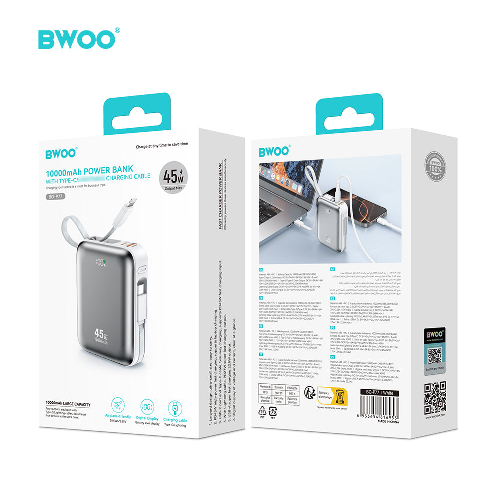 BWOO 10000mAh 45W Fast Charging Power Bank