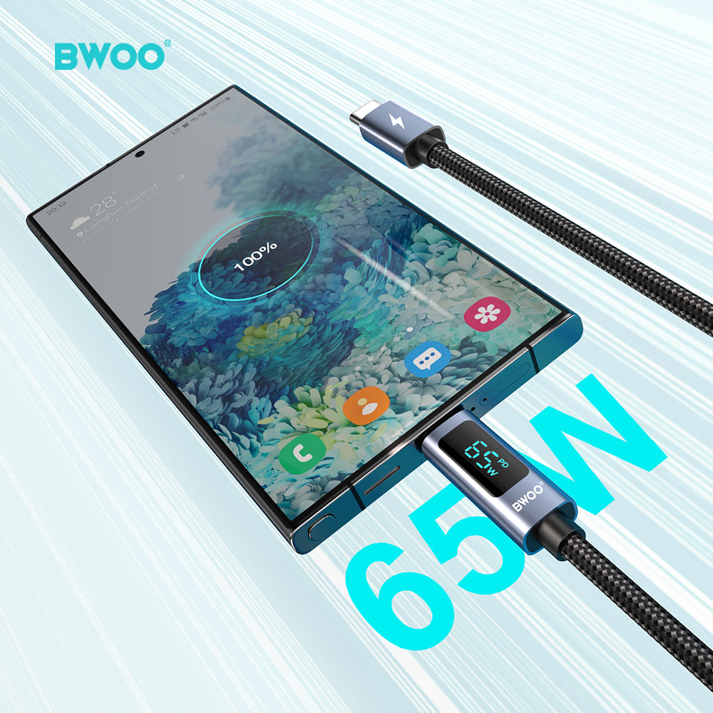 BWOO 65W Braided Type-C to Type-C Cable 1m