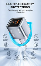 BWOO Dual-Port Type-C + USB-A Fast Charger