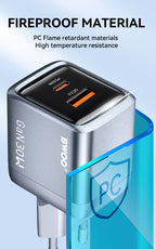 BWOO Dual-Port Type-C + USB-A Fast Charger