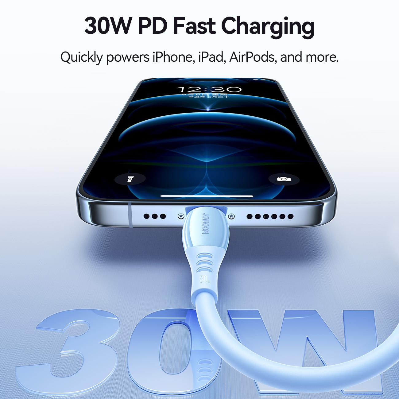 S-A59 Vibrant Fast Charging Data Cable 30W Type-C to Lightning