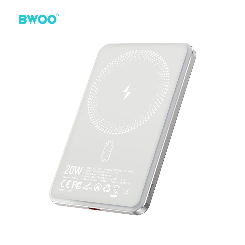 BWOO 5000mAh 15W Magnetic Wireless Power Bank