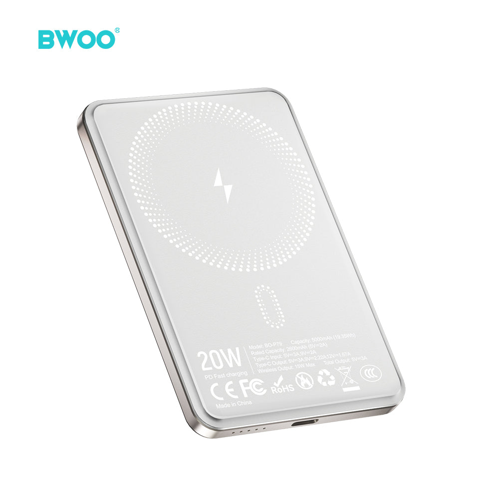 BWOO 5000mAh 15W Magnetic Wireless Power Bank