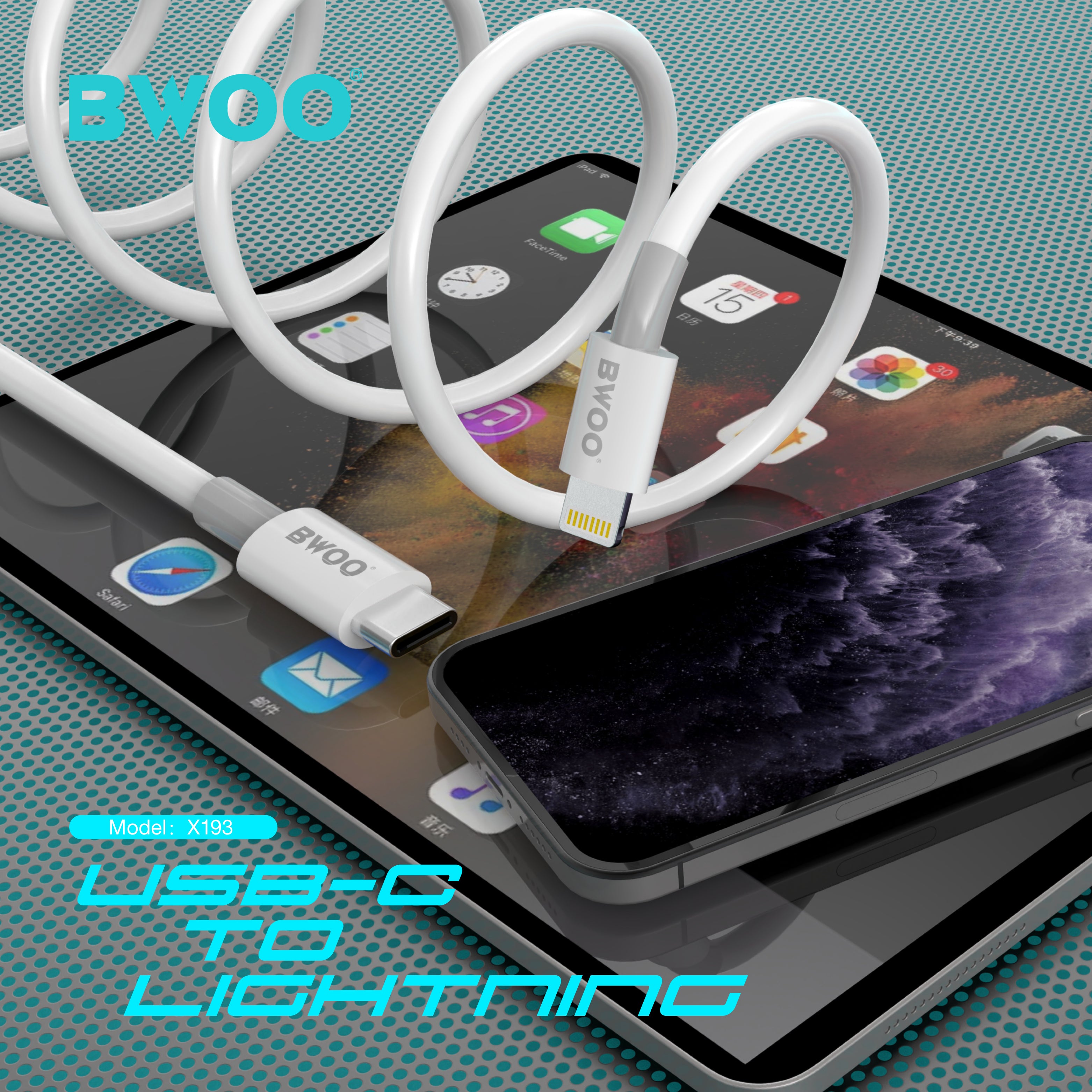 BWOO 20W TPE Type-C to Lightning Data Cable 1m