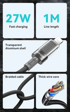 BWOO 30W 16-Spindle Braided Type-C to Lightning Cable 1m