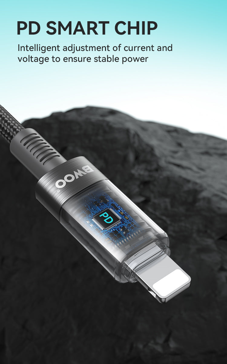 BWOO 30W 16-Spindle Braided Type-C to Lightning Cable 1m