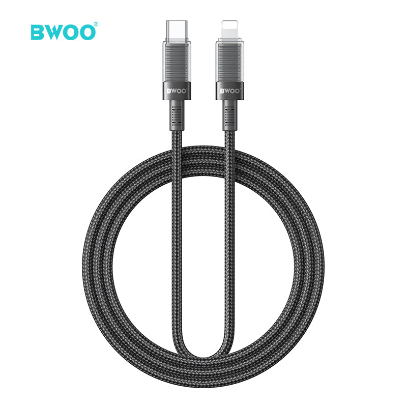 BWOO 30W 16-Spindle Braided Type-C to Lightning Cable 1m