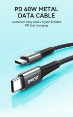 BWOO 60W Type-C to Type-C Braided Cable 1m