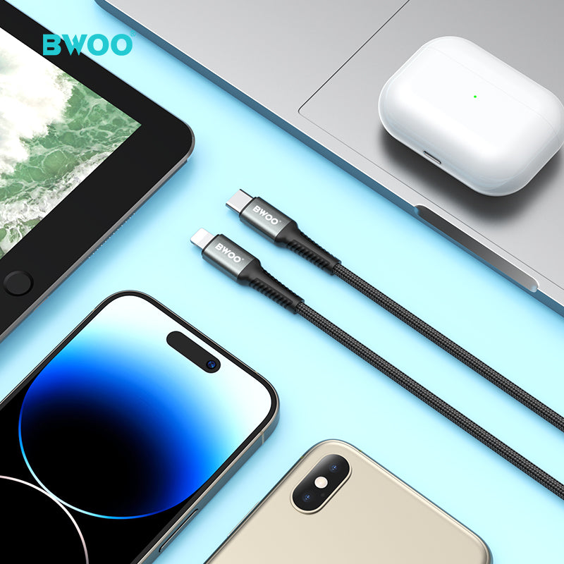 BWOO 27W Type-C to Lightning Braided Cable 1m