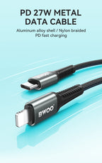 BWOO 27W Type-C to Lightning Braided Cable 1m
