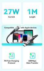 BWOO 27W Type-C to Lightning Braided Cable 1m