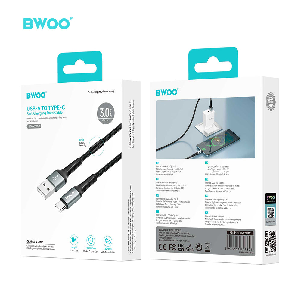 BWOO USB-A to Type-C Braided Cable 1m