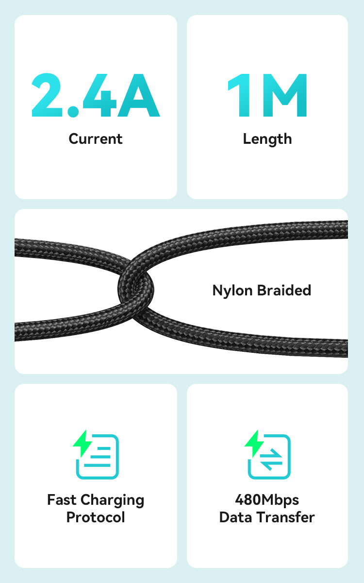 BWOO USB-A to Type-C Braided Cable 1m