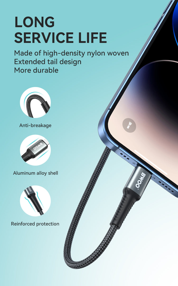 BWOO USB-A to Lightning Braided Cable 1m