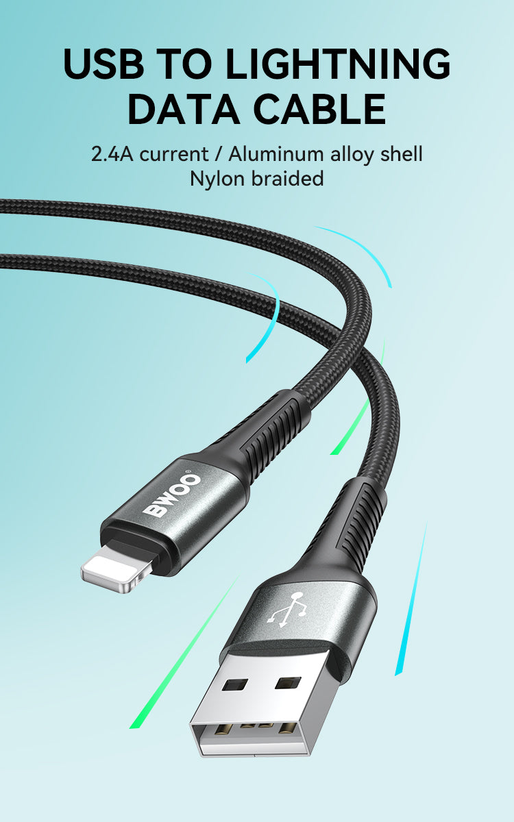 BWOO USB-A to Lightning Braided Cable 1m