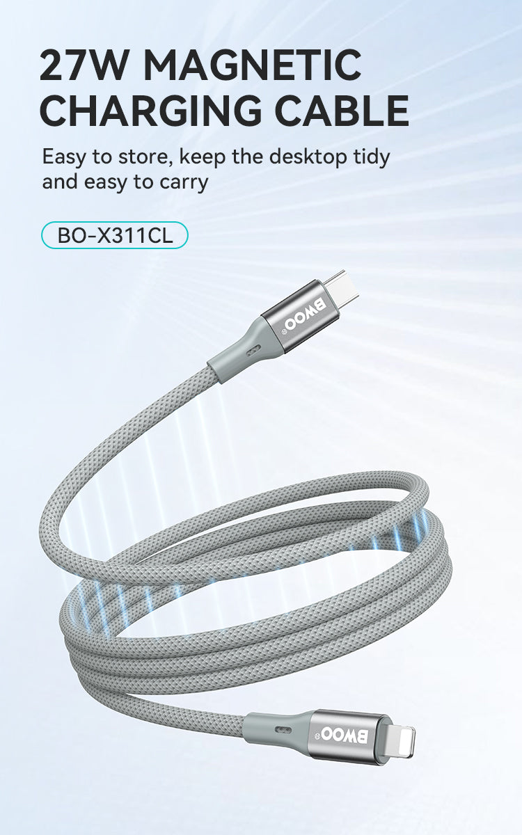 BWOO 27W Type-C to Lightning Nylon Braided Cable 1m
