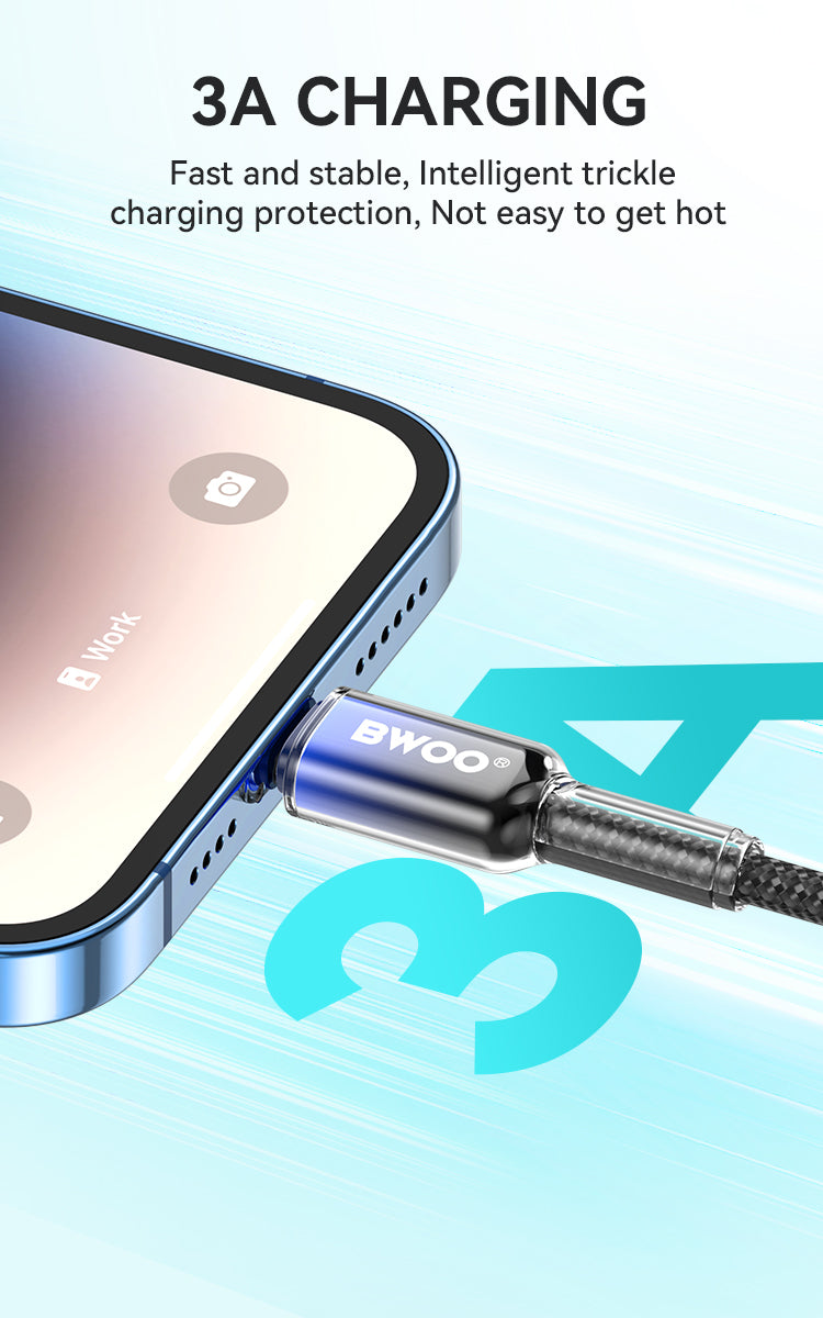 BWOO 15W USB-A to Lightning Nylon Braided Cable 1m