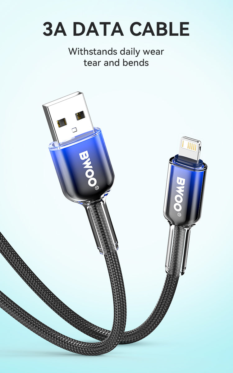 BWOO 15W USB-A to Lightning Nylon Braided Cable 1m