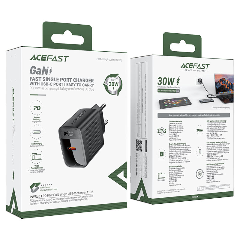 ACEFAST Fast Charge Wall Charger A102 PD30W GaN (1xUSB-C) EU