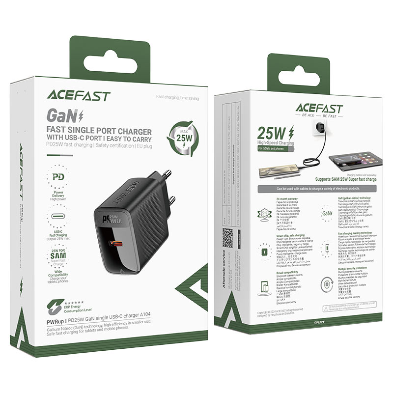 ACEFAST Fast Charge Wall Charger A104 PD25W GaN (1xUSB-C) EU