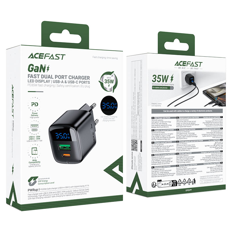 ACEFAST Fast Charge Wall Charger A116 PD35W GaN (1xUSB-A+1xUSB-C) EU