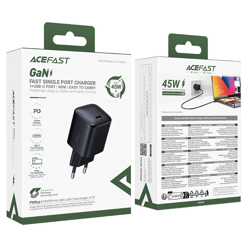 ACEFAST Fast Charge Wall Charger A119 PD45W GaN (1xUSB-C) EU