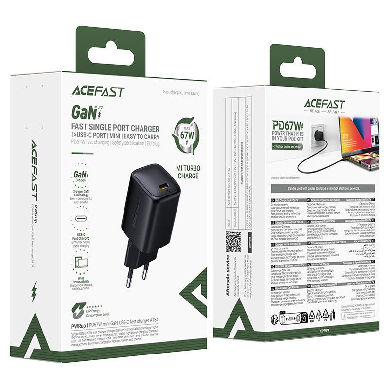 ACEFAST Fast Charge Wall Charger A134 PD67W GaN (1xUSB-C) EU