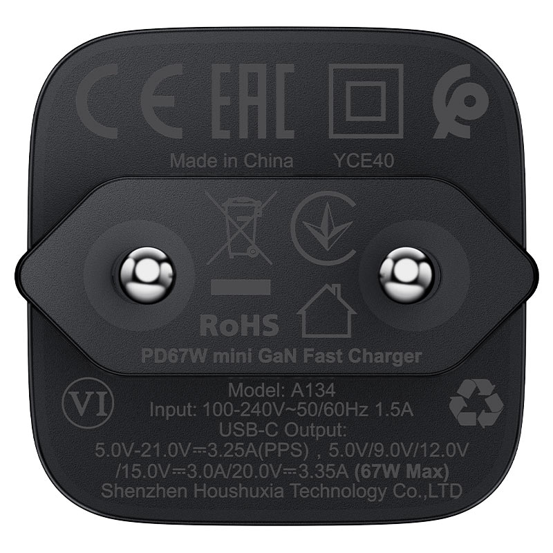 ACEFAST Fast Charge Wall Charger A134 PD67W GaN (1xUSB-C) EU