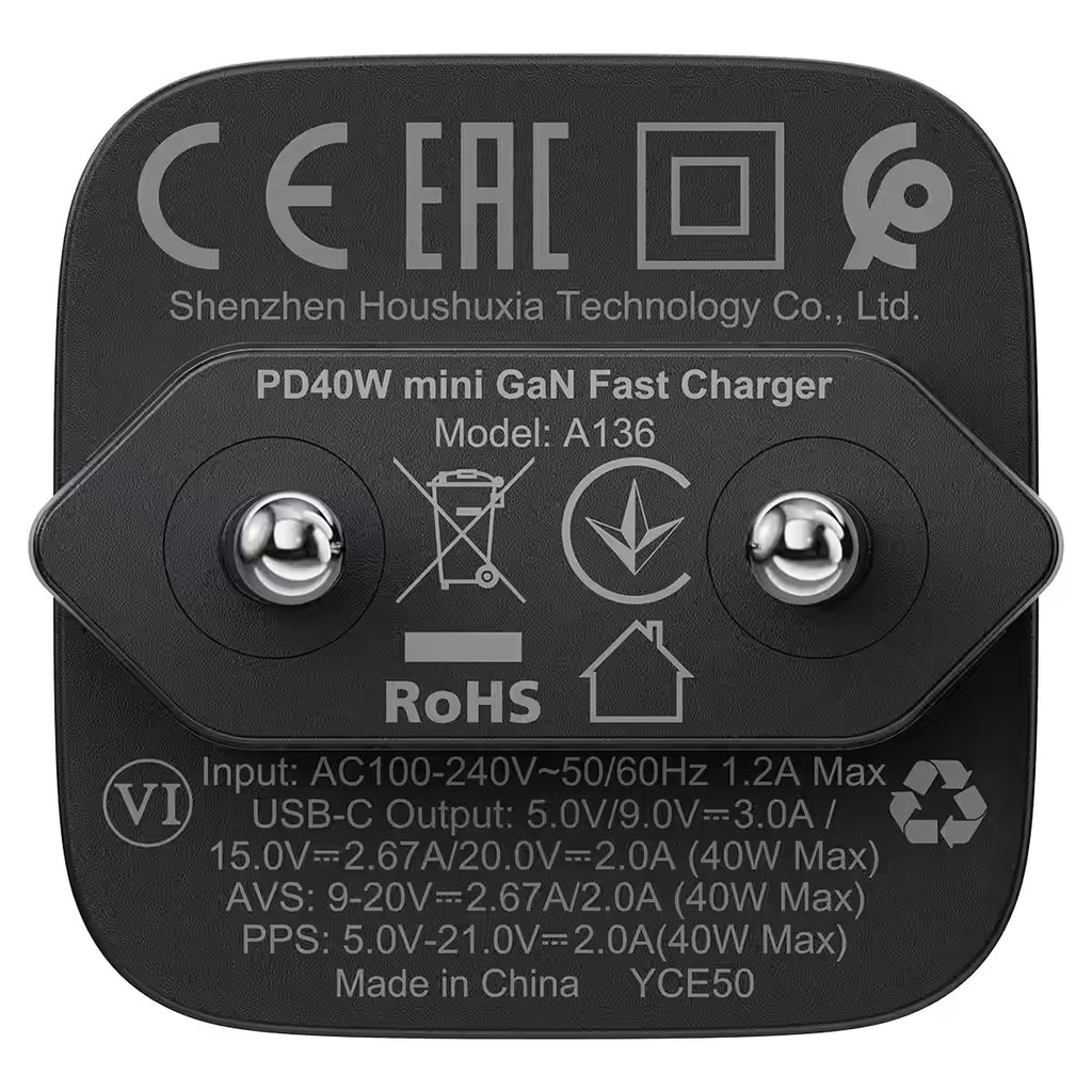 ACEFAST Fast Charge Wall Charger A136 PD40W GaN (1xUSB-C) EU